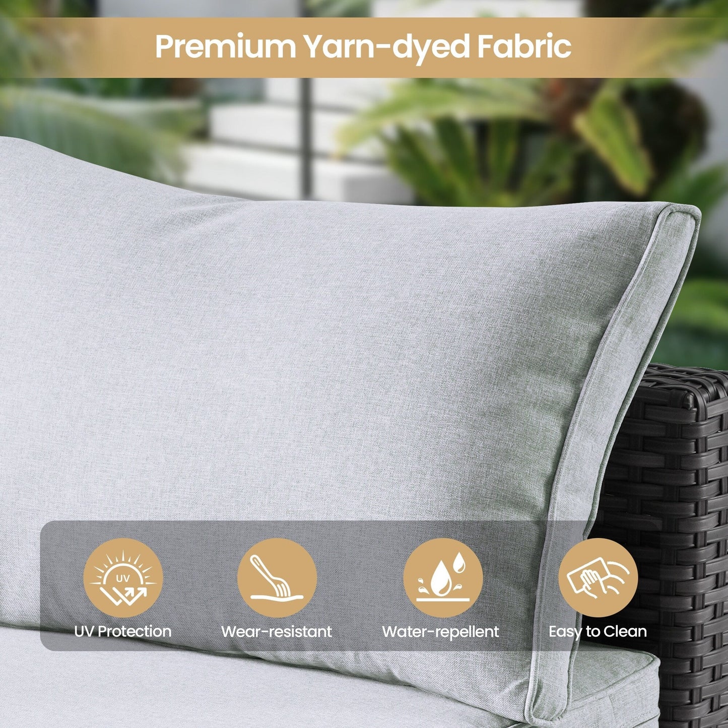 Set di 8 sedie girevoli per esterni in vimini da patio XIZZI con tavolo per braciere