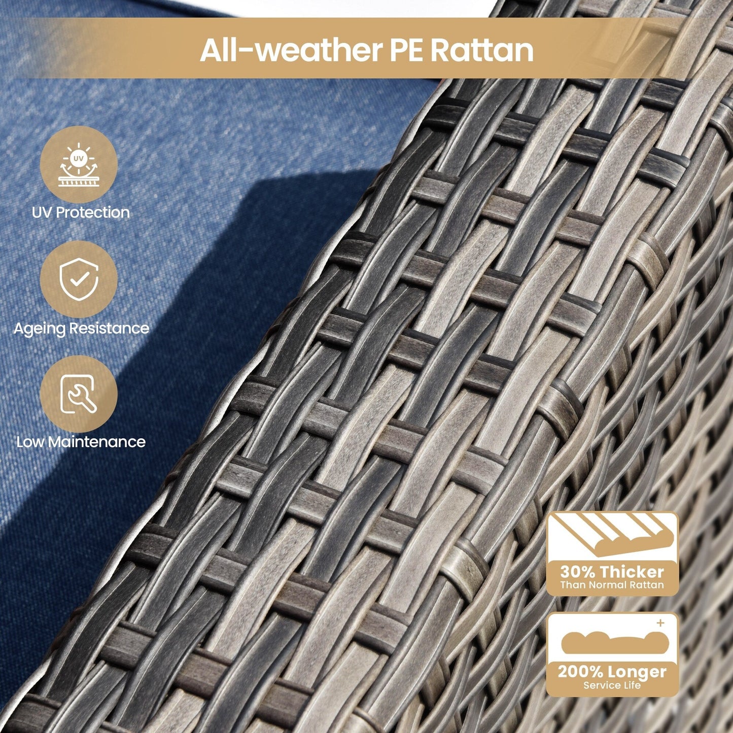 Set di 8 sedie girevoli per esterni in vimini da patio XIZZI con tavolo per braciere