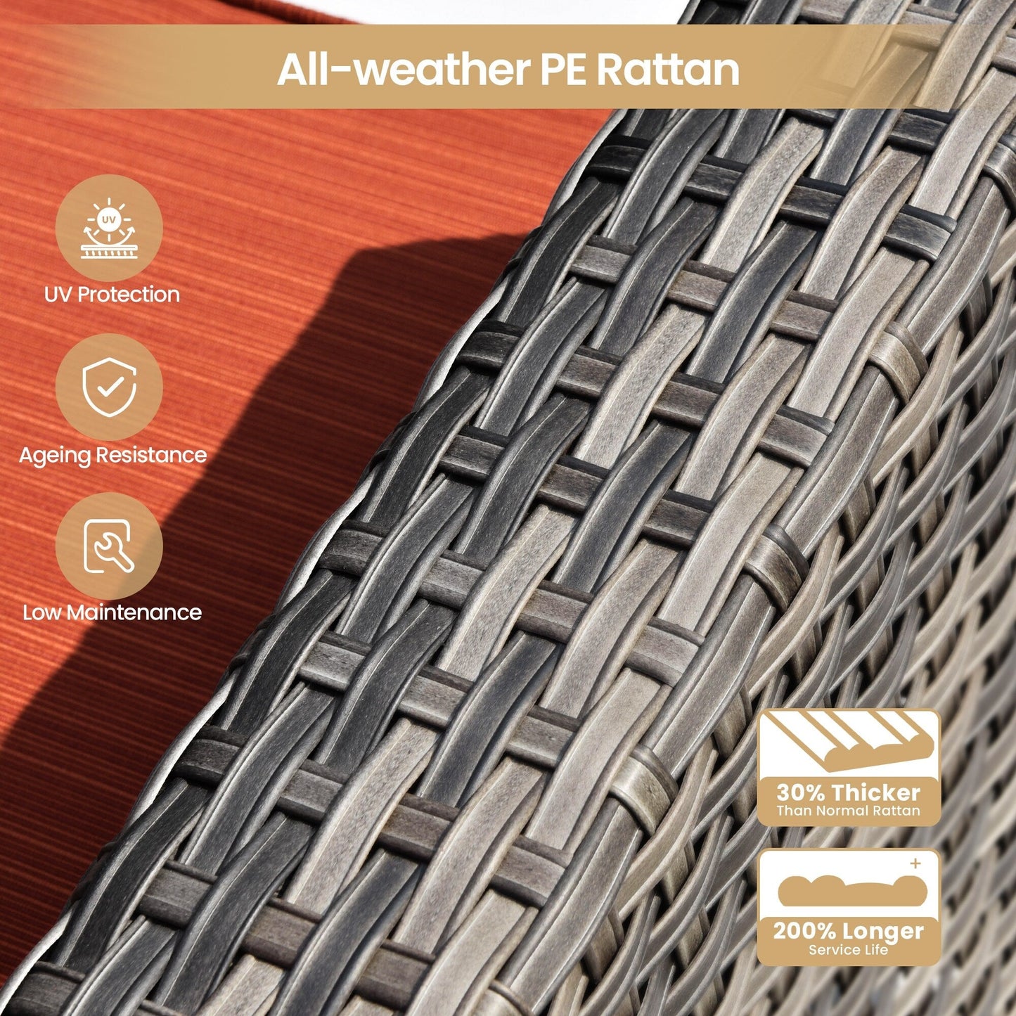 Set di 8 sedie girevoli per esterni in vimini da patio XIZZI con tavolo per braciere