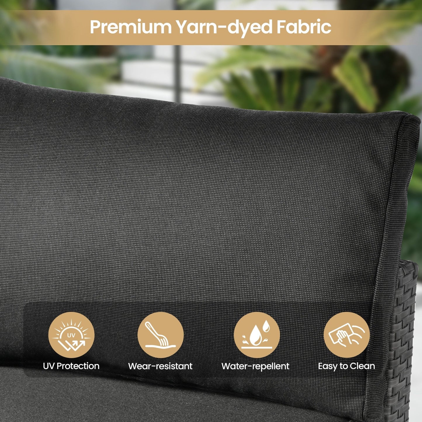 Set di mobili da giardino in vimini XIZZI da 8 pezzi con braciere