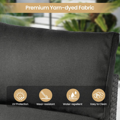 Set di mobili da giardino in vimini XIZZI da 8 pezzi con braciere