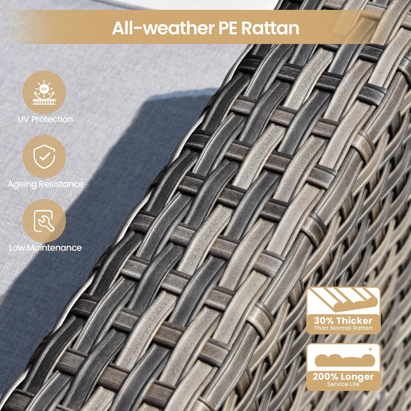 Set di mobili da giardino in vimini XIZZI da 8 pezzi con braciere