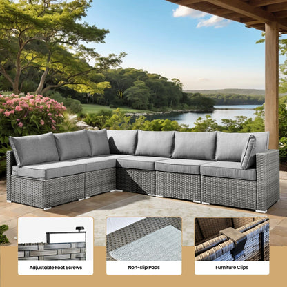 Set di mobili da giardino in vimini XIZZI da 8 pezzi con braciere