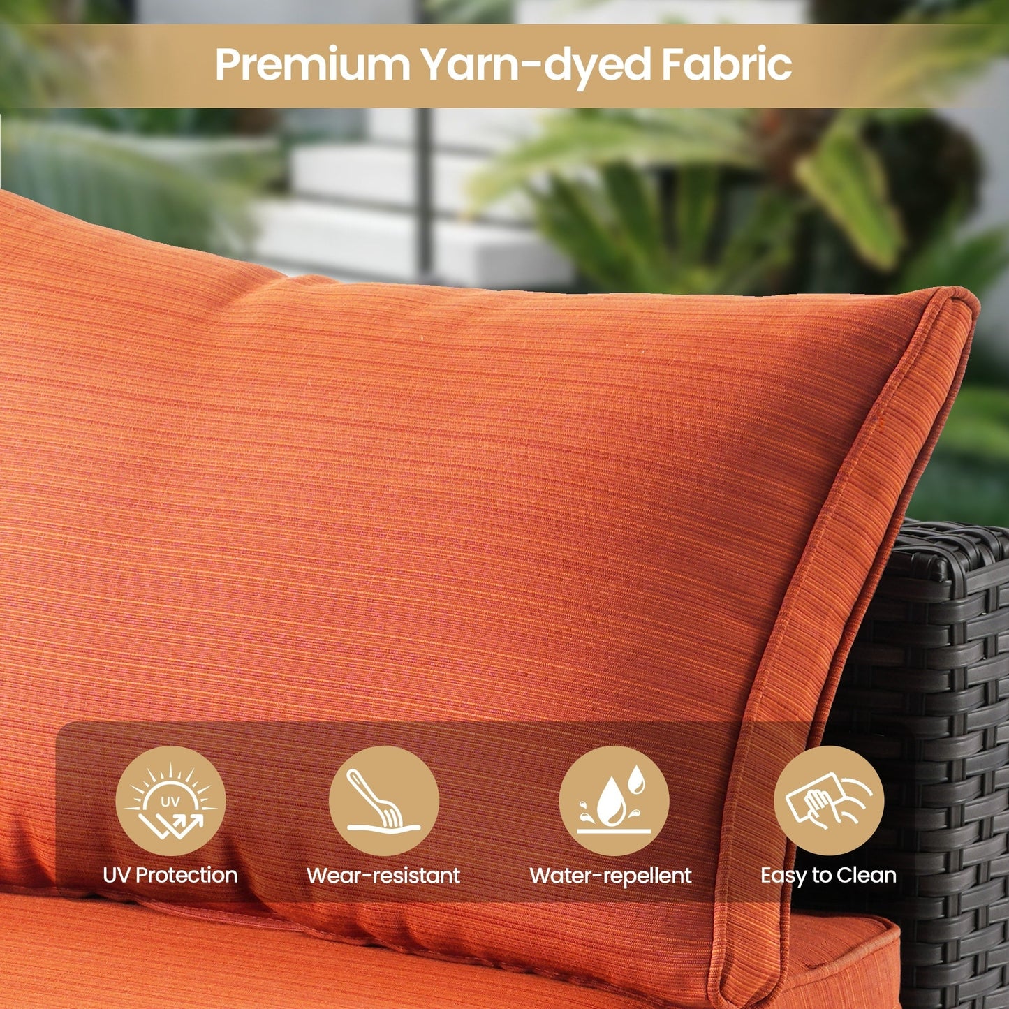 Set di mobili da giardino in vimini XIZZI da 8 pezzi con braciere