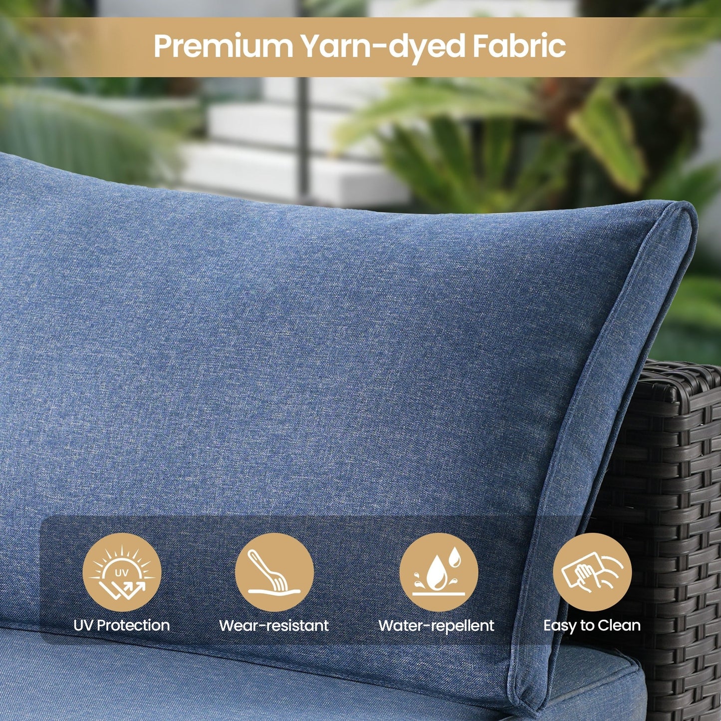 Set di mobili da giardino in vimini XIZZI da 8 pezzi con braciere