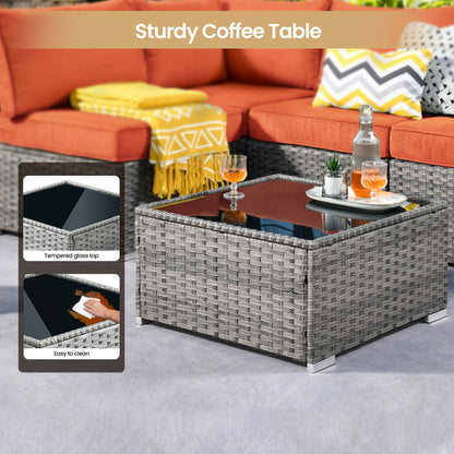 Set di mobili da giardino in vimini XIZZI da 8 pezzi con braciere