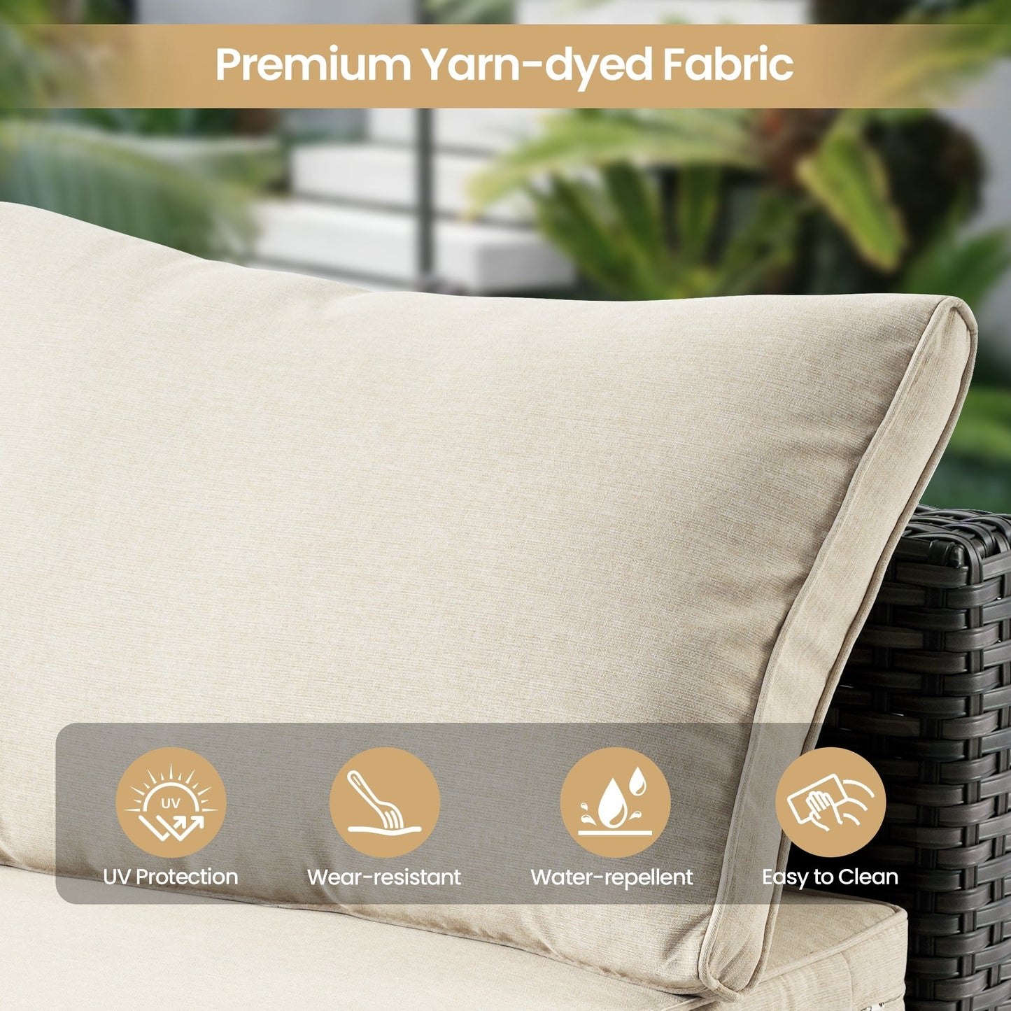 Set di mobili da giardino in vimini XIZZI da 8 pezzi con braciere