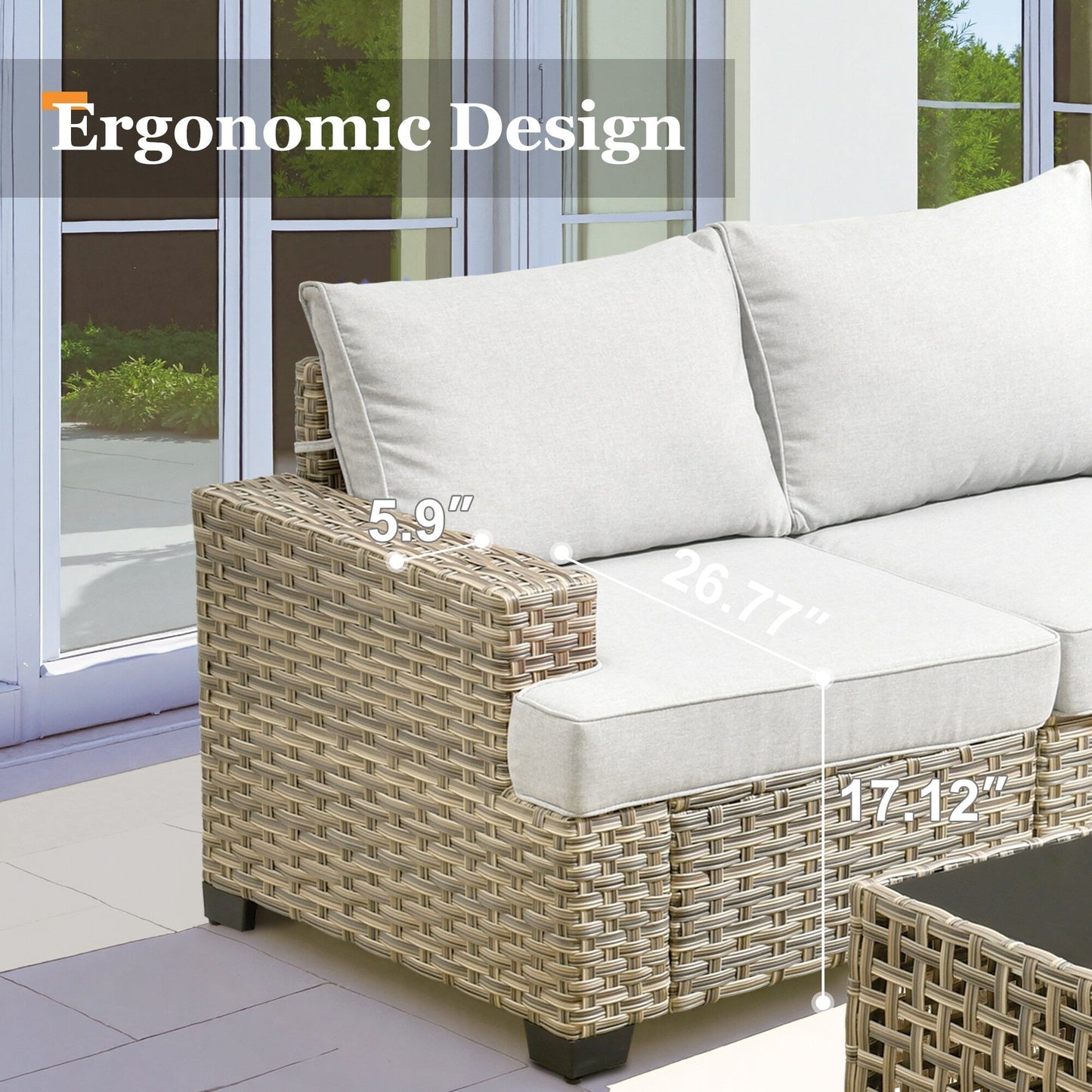 Set di mobili da giardino in vimini XIZZI da 8 pezzi con sedie girevoli