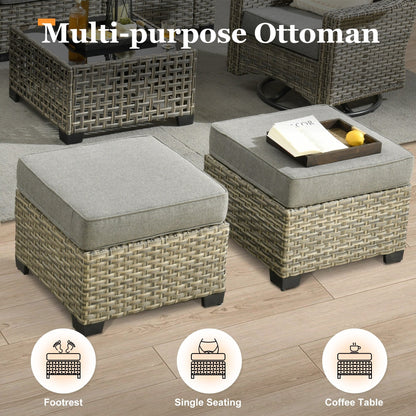 Set di mobili da giardino in vimini XIZZI da 8 pezzi con sedie girevoli