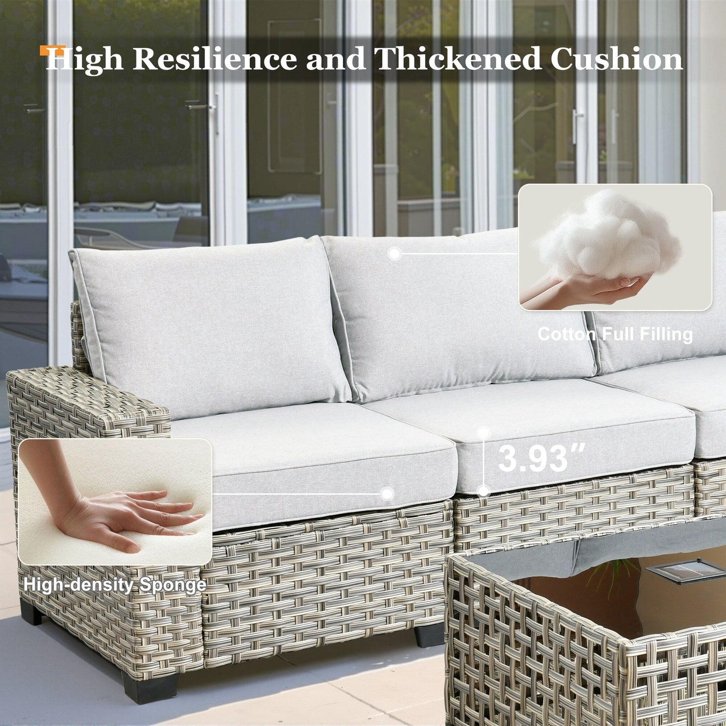 Set di mobili da giardino in vimini XIZZI da 8 pezzi con sedie girevoli