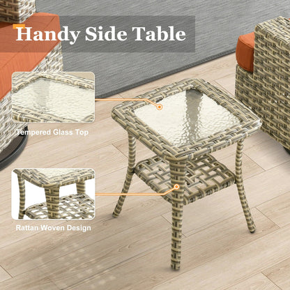 Set di mobili da giardino in vimini XIZZI da 8 pezzi con sedie girevoli