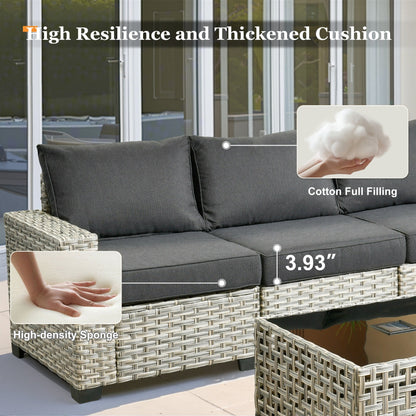 Set di mobili da giardino in vimini XIZZI da 8 pezzi con sedie girevoli