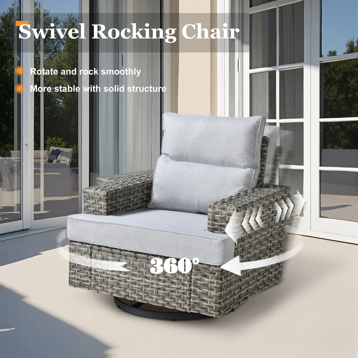 Set di mobili da giardino in vimini XIZZI da 8 pezzi con sedie girevoli