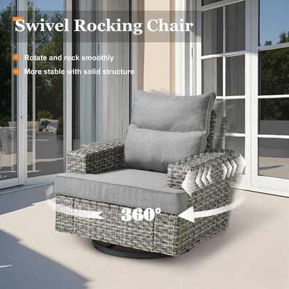 Set di mobili da giardino in vimini XIZZI da 8 pezzi con sedie girevoli