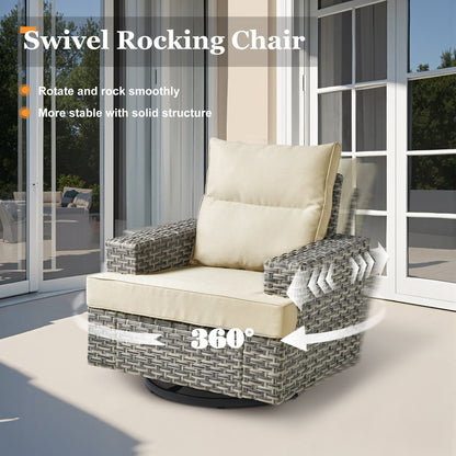 Set di mobili da giardino in vimini XIZZI da 8 pezzi con sedie girevoli