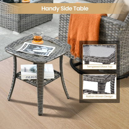 XIZZI 9 pezzi mobili da giardino in vimini sedia a dondolo girevole con tavolo braciere