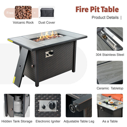 XIZZI 9 pezzi mobili da giardino in vimini sedia a dondolo girevole con tavolo braciere