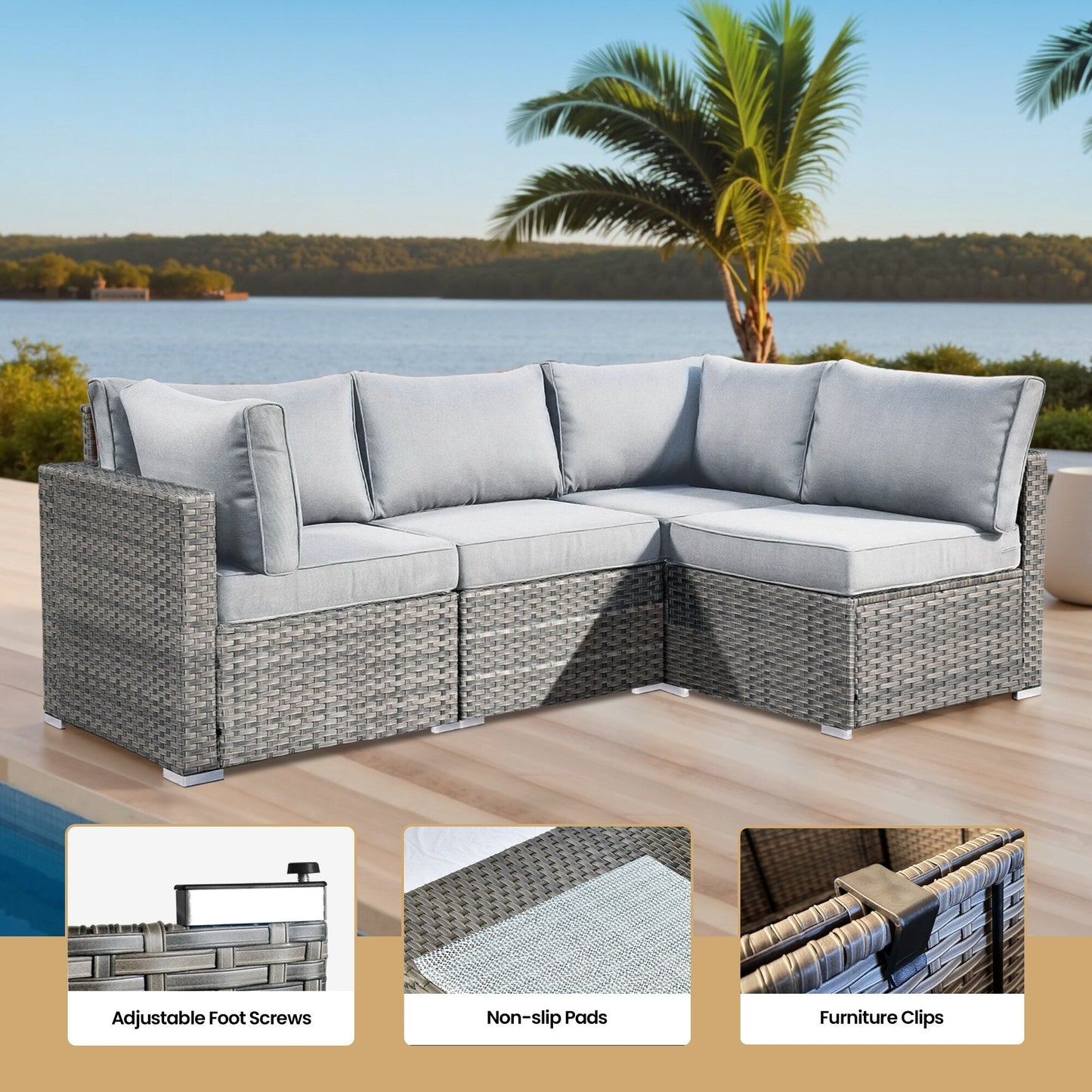 XIZZI 9 pezzi mobili da giardino in vimini sedia a dondolo girevole con tavolo braciere