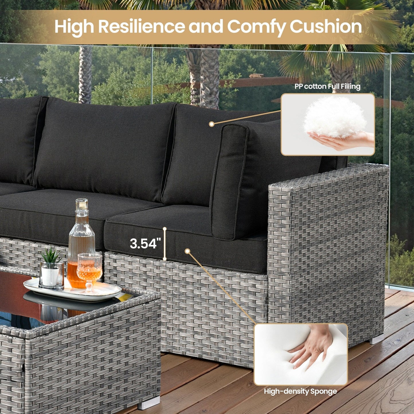 XIZZI 9 pezzi mobili da giardino in vimini sedia a dondolo girevole con tavolo braciere