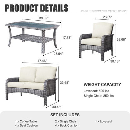 Set da conversazione per esterni XIZZI da 4 pezzi con tavolo