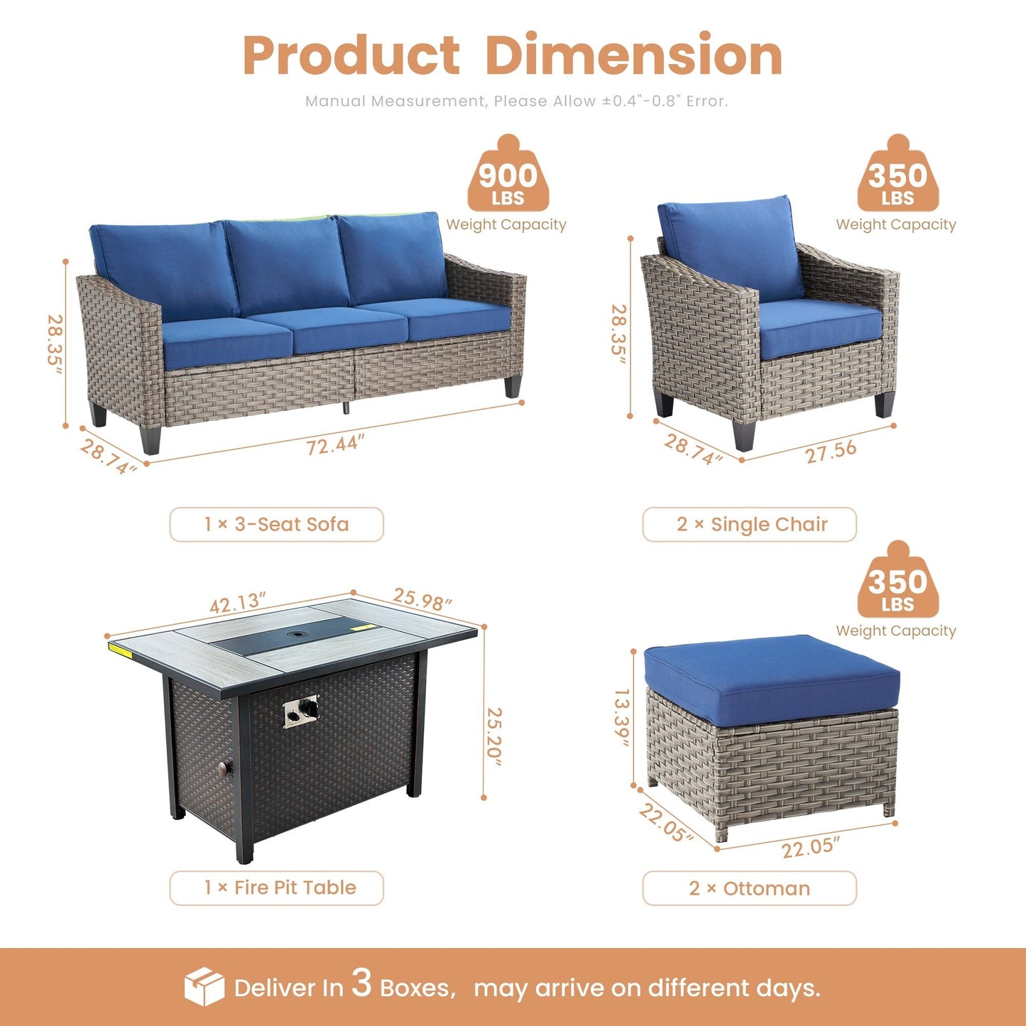 Set di mobili da esterno XIZZI con tavolo da fuoco