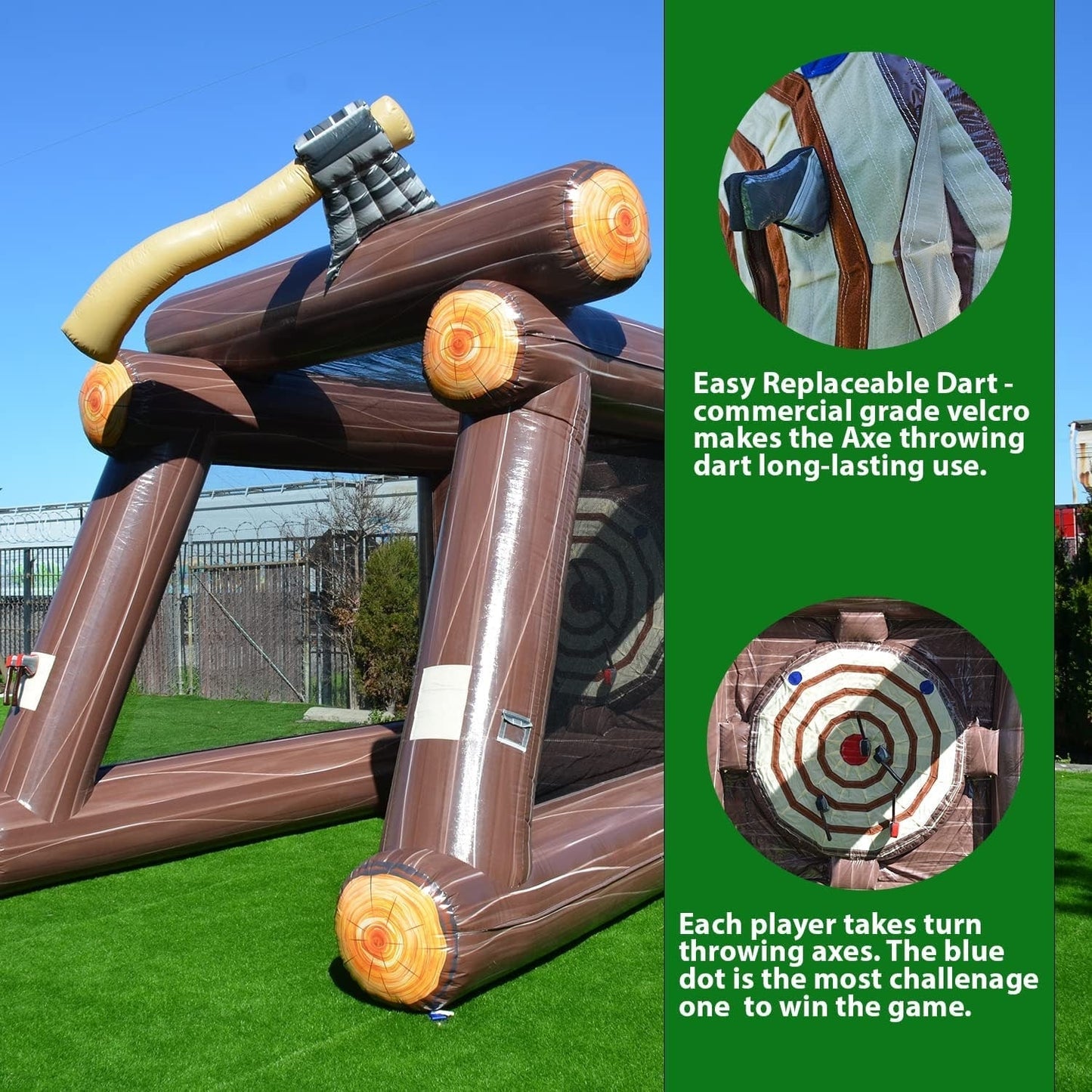 XJUMP Gioco gonfiabile con lancio dell'ascia, con soffiatore d'aria e asce in schiuma, noleggio di livello commerciale, leggero, gioco all'aperto