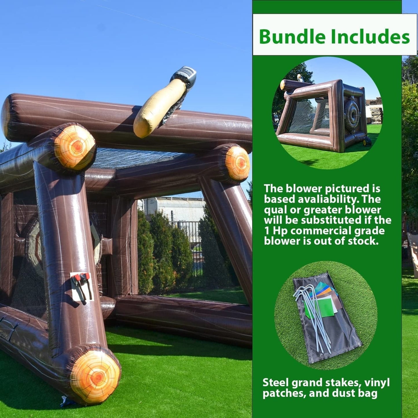 XJUMP Gioco gonfiabile con lancio dell'ascia, con soffiatore d'aria e asce in schiuma, noleggio di livello commerciale, leggero, gioco all'aperto