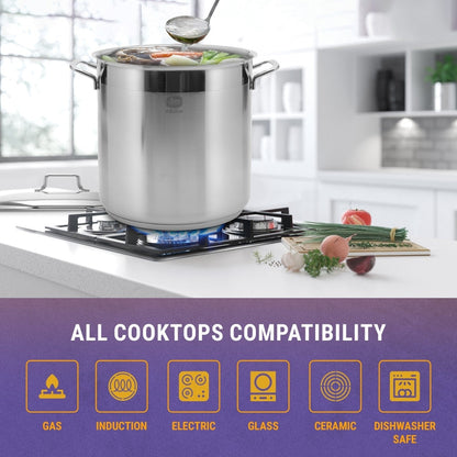 Pentola per brodo in acciaio inossidabile 18/10 per chef professionisti YBM Home, compatibile con induzione