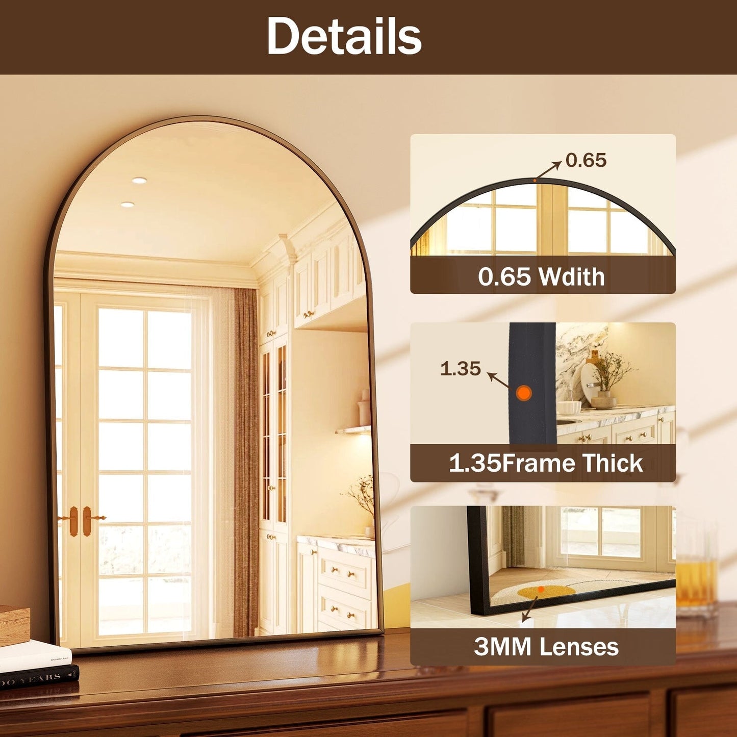 Specchio da parete per bagno ad arco YVANLA