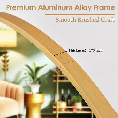 Specchio rotondo da bagno a parete YVANLA con cornice in metallo