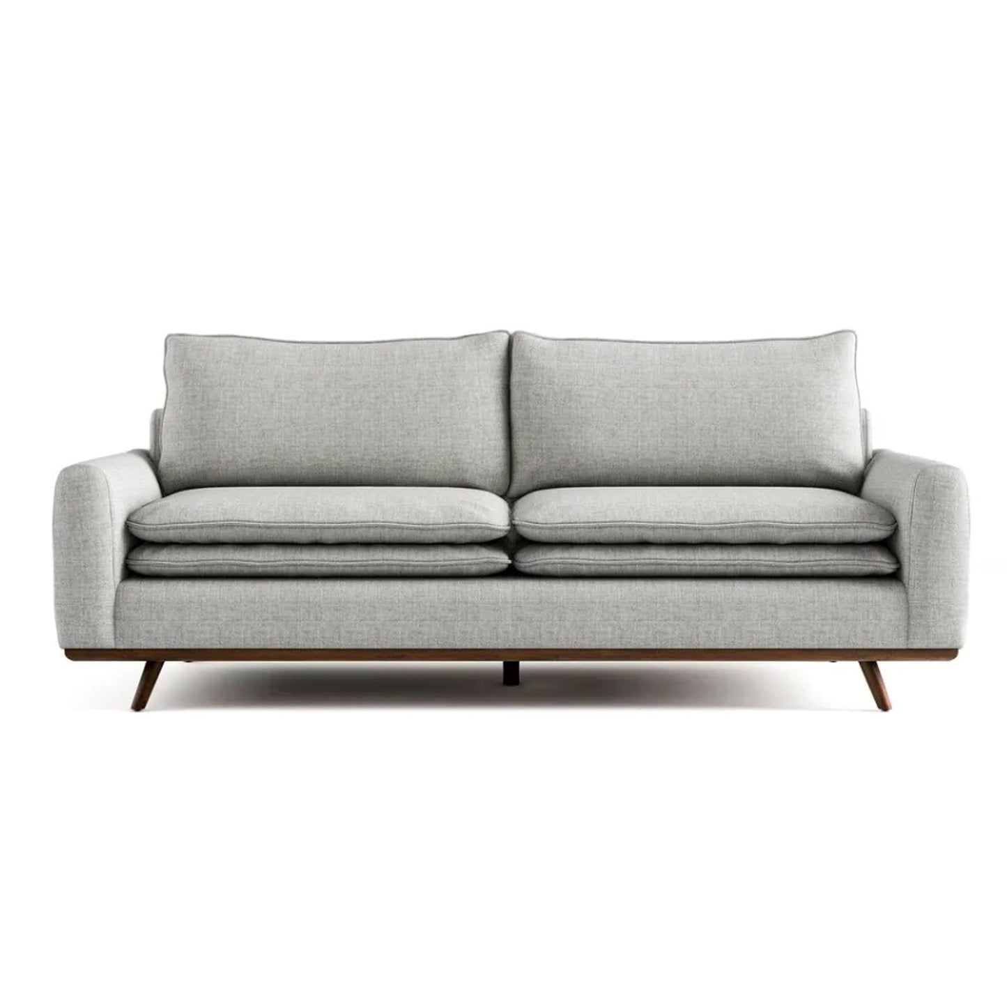 Divano Yaana con cuscini in misto piuma, legno marrone scuro, grigio, 83 pollici