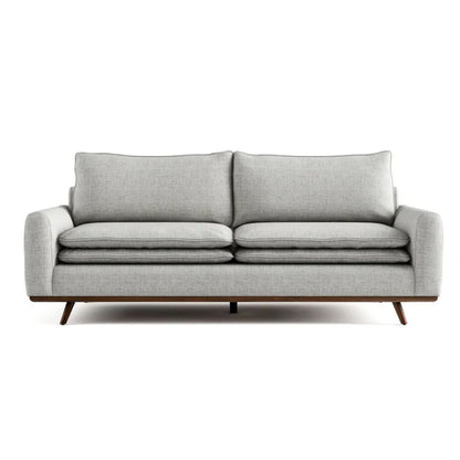 Divano Yaana con cuscini in misto piuma, legno marrone scuro, grigio, 83 pollici