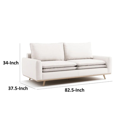 Divano Yaana con cuscini in misto piuma, legno di quercia marrone, bianco, 83 pollici