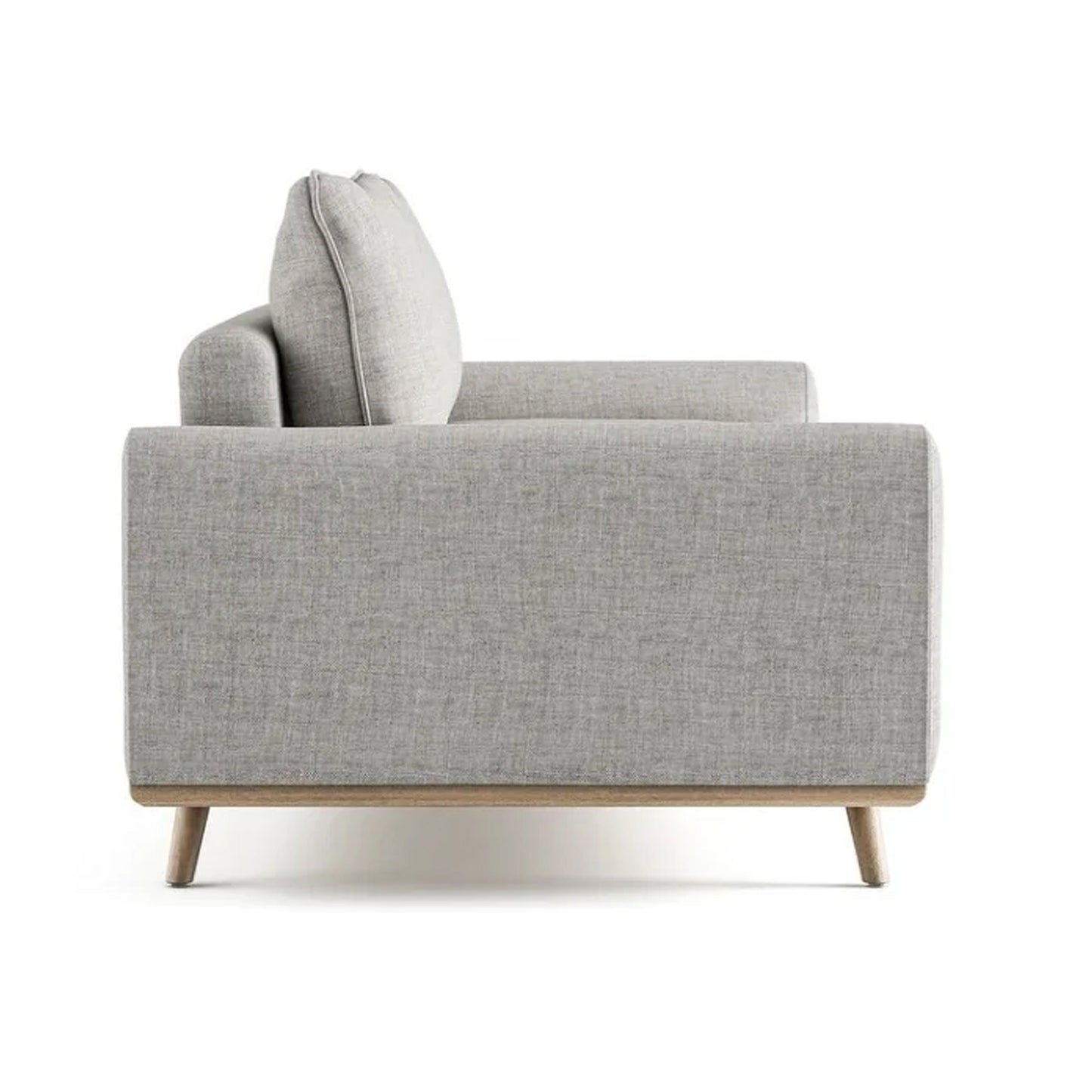 Divano Yaana, cuscino in misto piume, legno di quercia marrone, tessuto grigio, 83 pollici