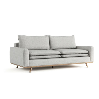 Divano Yaana, cuscino in misto piume, legno di quercia marrone, tessuto grigio, 83 pollici