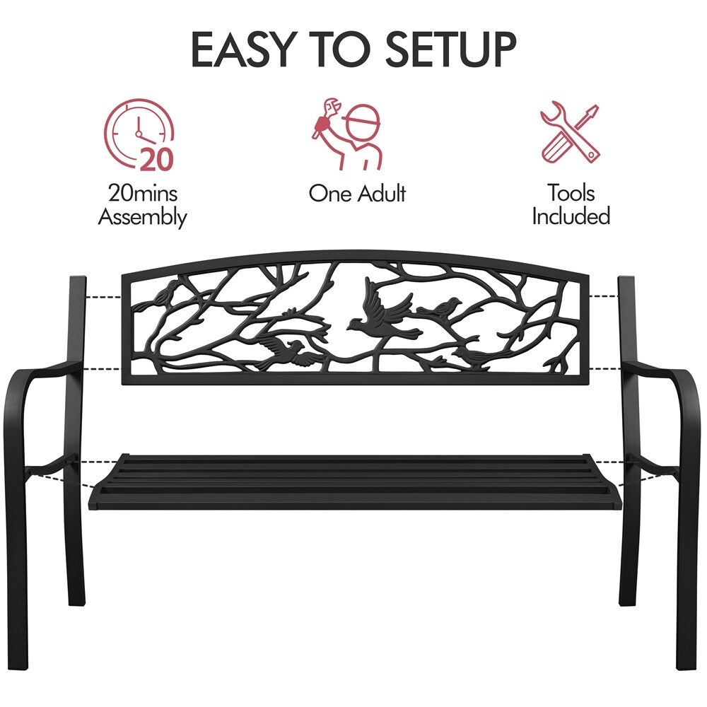 Panca da giardino Yaheetech per esterni, in metallo, per veranda - N/D