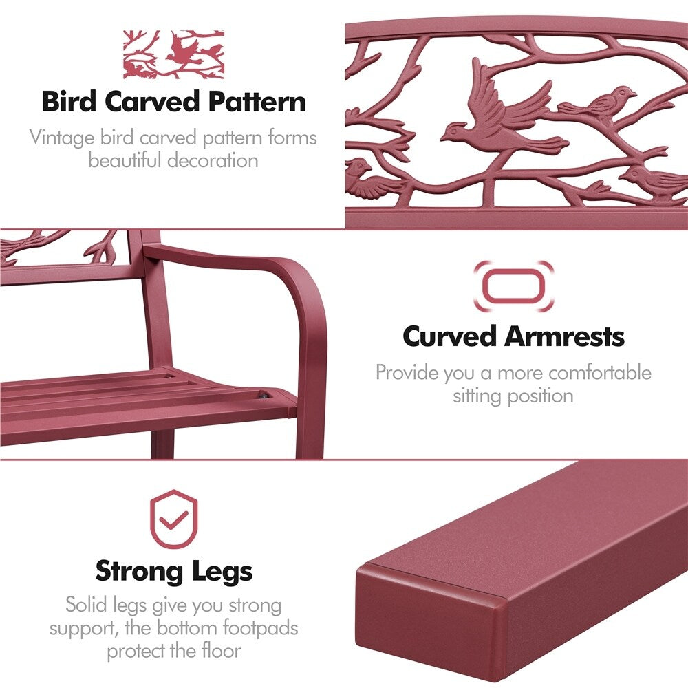 Panca da giardino Yaheetech per esterni, in metallo, per veranda - N/D