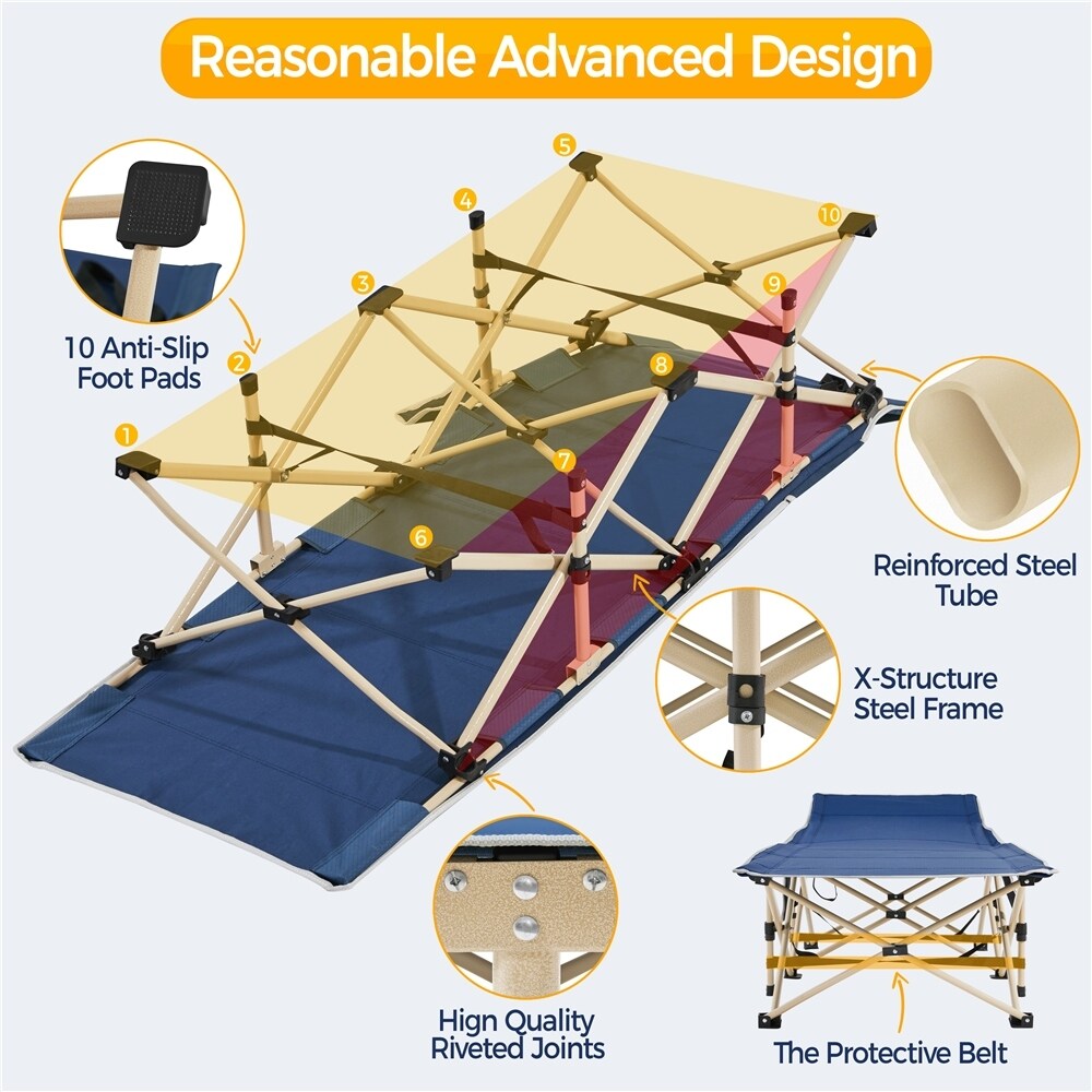 Yaheetech Lettino da campeggio pieghevole portatile in metallo per esterni e interni