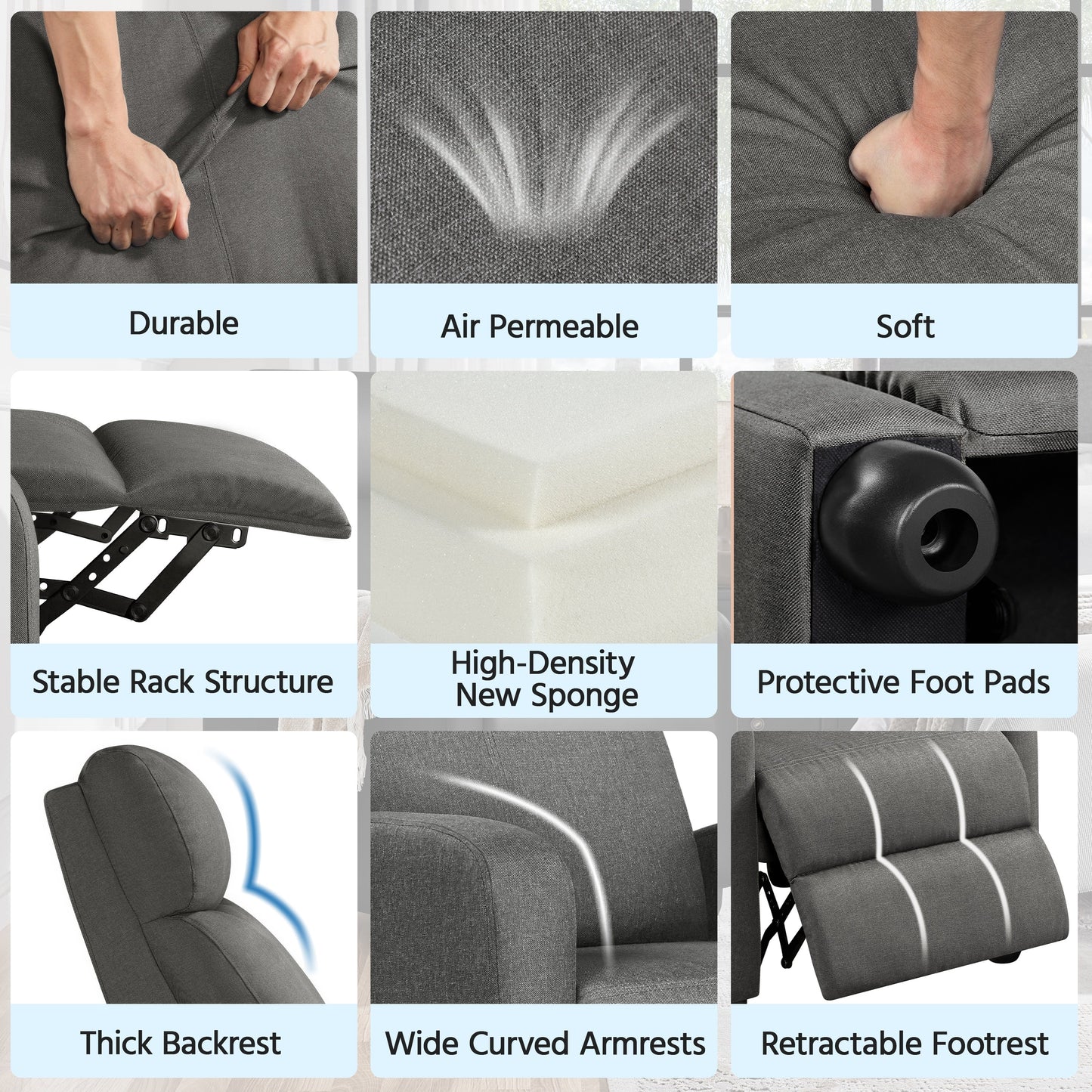 Poltrona reclinabile moderna in tessuto Yaheetech