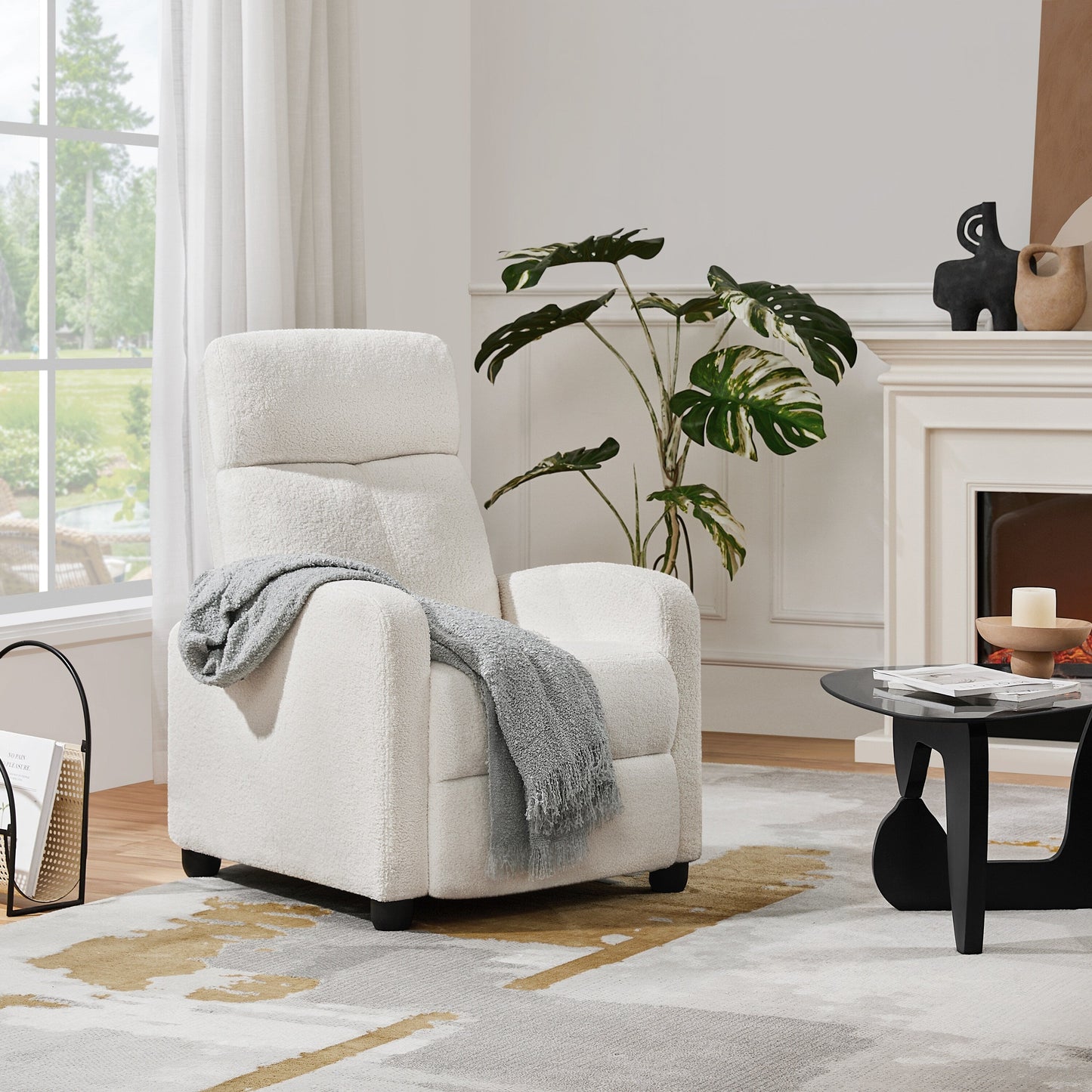 Divano reclinabile imbottito Yaheetech, poltrona reclinabile regolabile, avorio