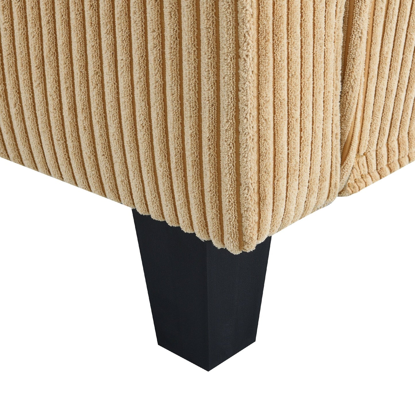 Divano a 3 posti a L giallo 87 con chaise longue reversibile e 3 cuscini, design salvaspazio per il soggiorno