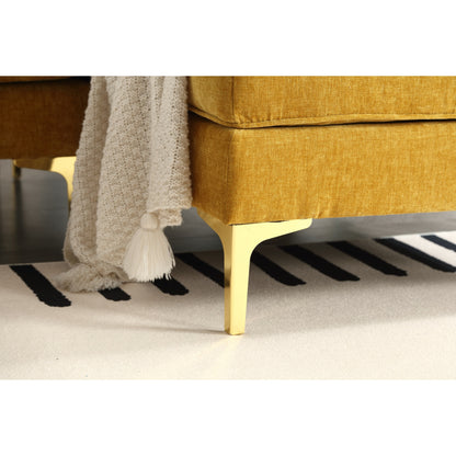 Divano moderno a 3 posti a L in tessuto giallo da 85'', con struttura in legno di alta qualità, cuscini a molle, cuscini per la vita, design classico