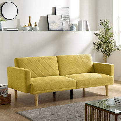 Divano letto futon in velluto giallo con fiocco di neve