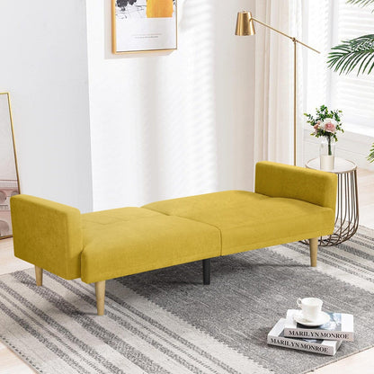 Divano letto futon in velluto giallo con fiocco di neve