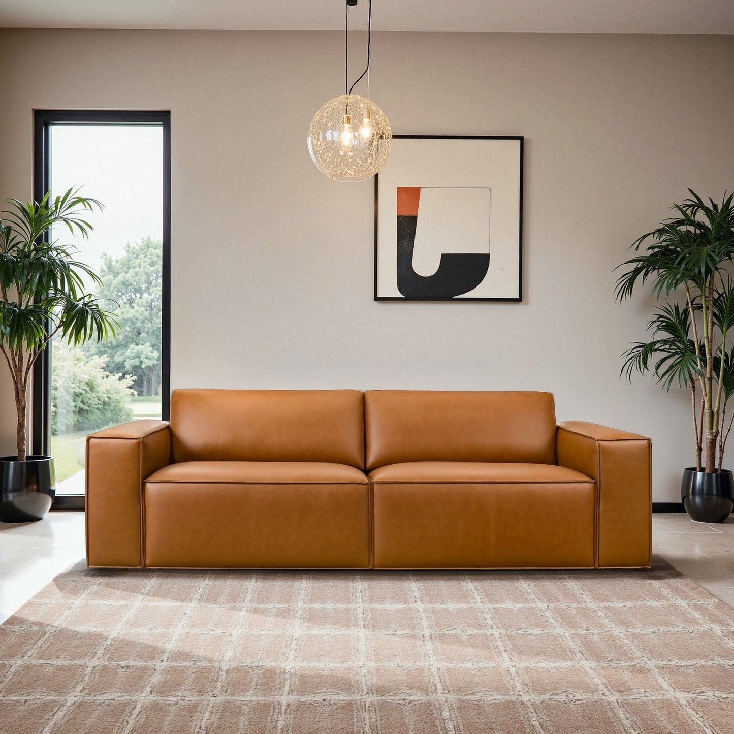 Divano comodo in pelle vegana York Mid-Century Modern