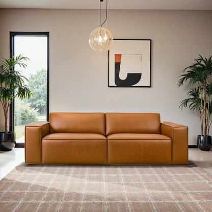 Divano comodo in pelle vegana York Mid-Century Modern
