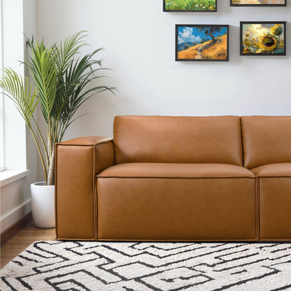 Divano comodo in pelle vegana York Mid-Century Modern