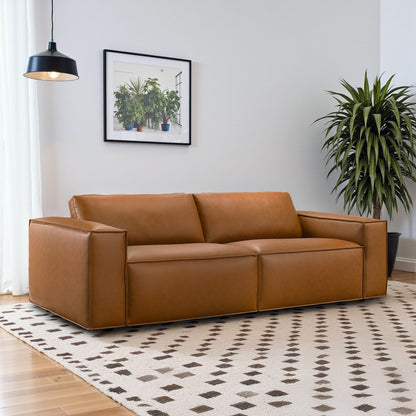 Divano comodo in pelle vegana York Mid-Century Modern