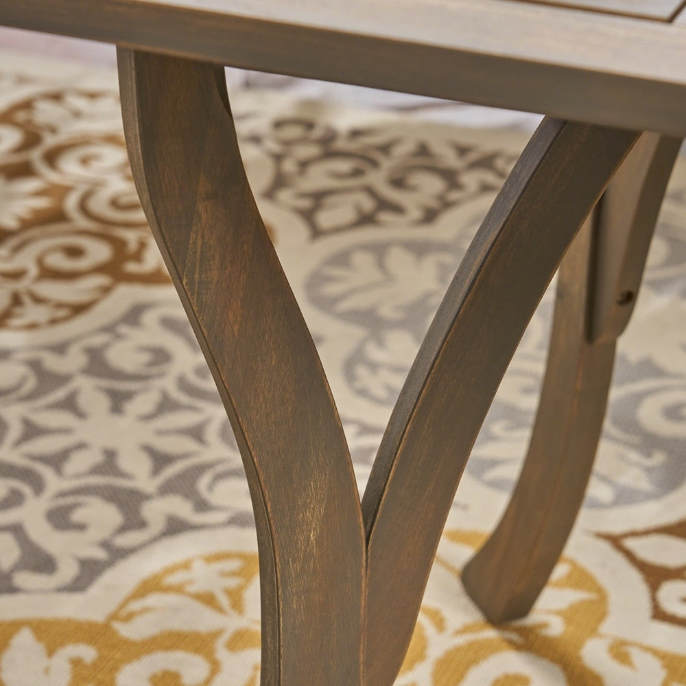 Set da pranzo quadrato da esterno York Acacia Wood da 5 pezzi di Christopher Knight Home