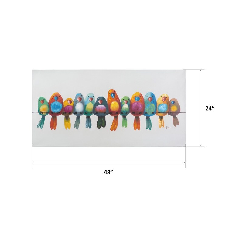 Yosemite Home Decor 'Birds on a Wire I' Quadro originale dipinto a mano - multicolore